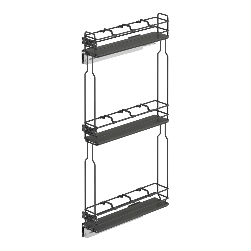 Porte-bouteille à extension complète et 3/4 paniers en bois